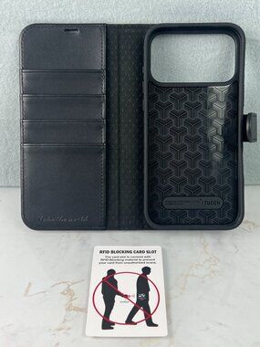 NEW iPhone 17 Pro Max Black RFID Wallet 6.9" Phone Case
